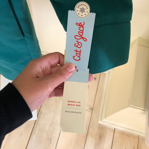 Cat & Jack NWT Girls' Solid Faux Fur Jacket Dark Green Winter Coat Size XL - Picture 4 of 8